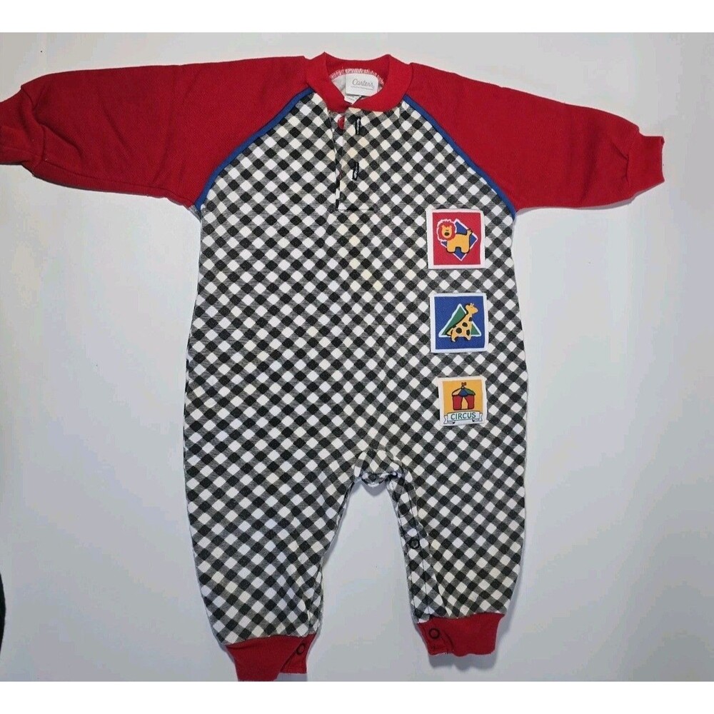 Vintage Carter's Button Long Sleeve Animal Sleeper Baby Boys One Piece 12 Months